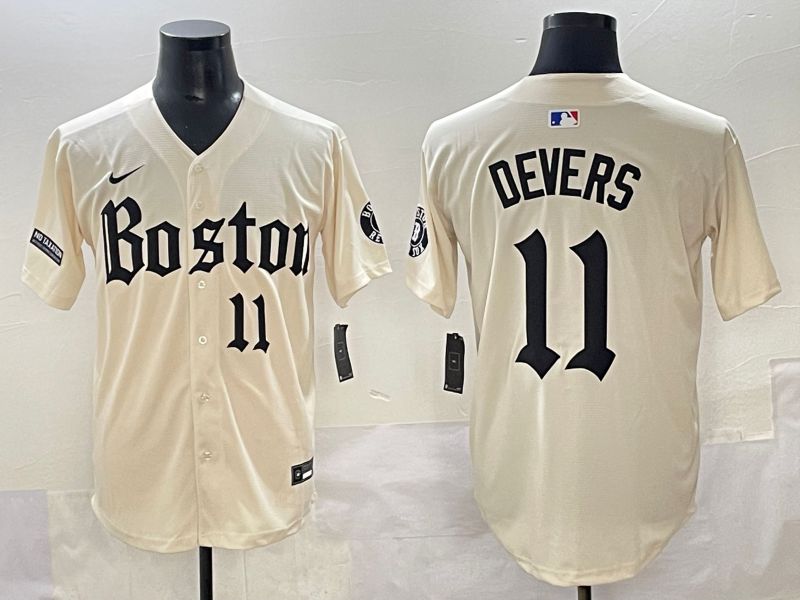 Men 2025 Boston Red Sox #11 Devers Cream Five generations Joint Name Nike MLB Jersey style 11->boston red sox->MLB Jersey